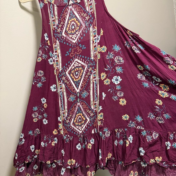 Free People Intimately French Quarter Trapeze Slip Dress - Burgundy Medallion M - Picture 10 of 10
